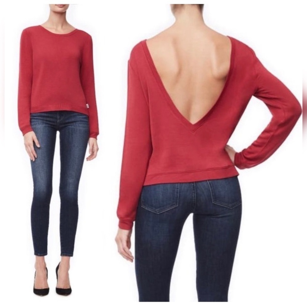 Good American Plunge Back Sweatshirt Size 6 NWT